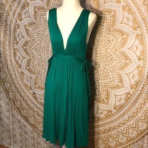 Emerald green plunge dress